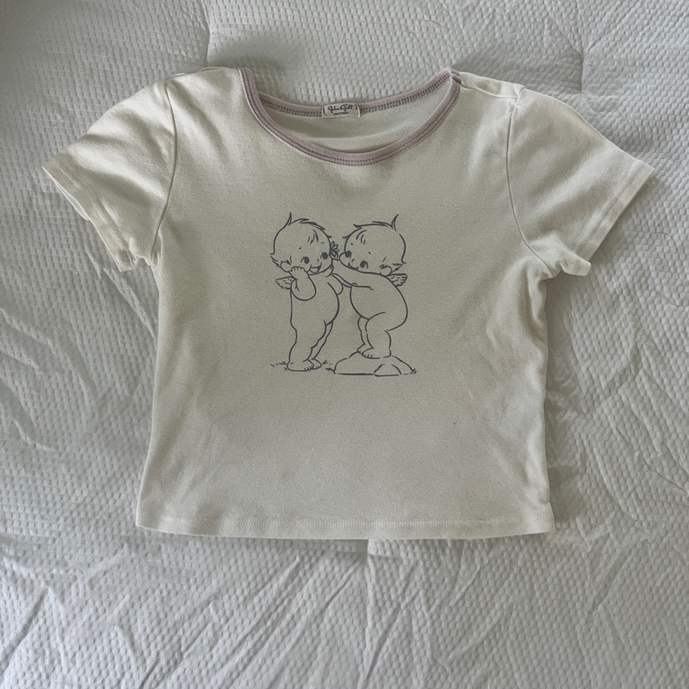 Cream Graphic Brandy Melville John Galt  Tee